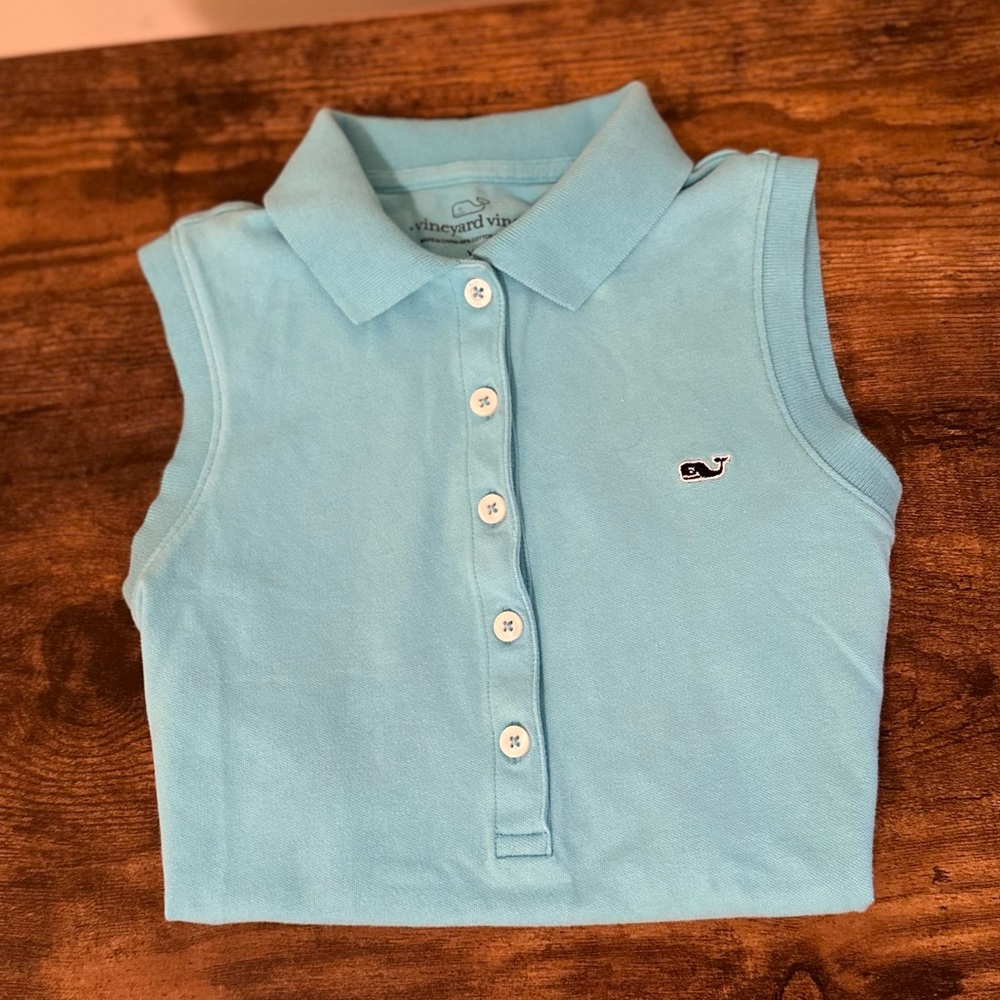 Vineyard Vines Sleeveless Polo Tank Top in Light Blue